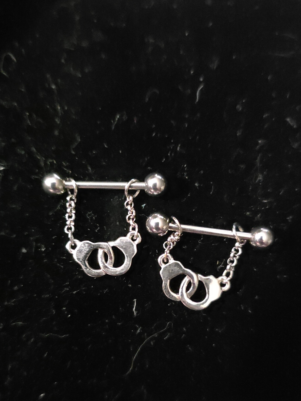 Handcuff Charm Dangle Nipple Barbells